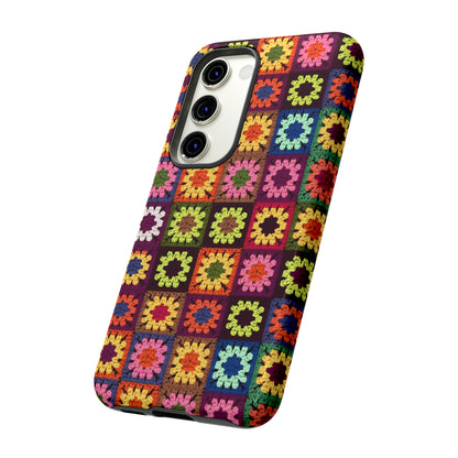 Rainbow Crochet Blanket Granny Sqaure Phone Case