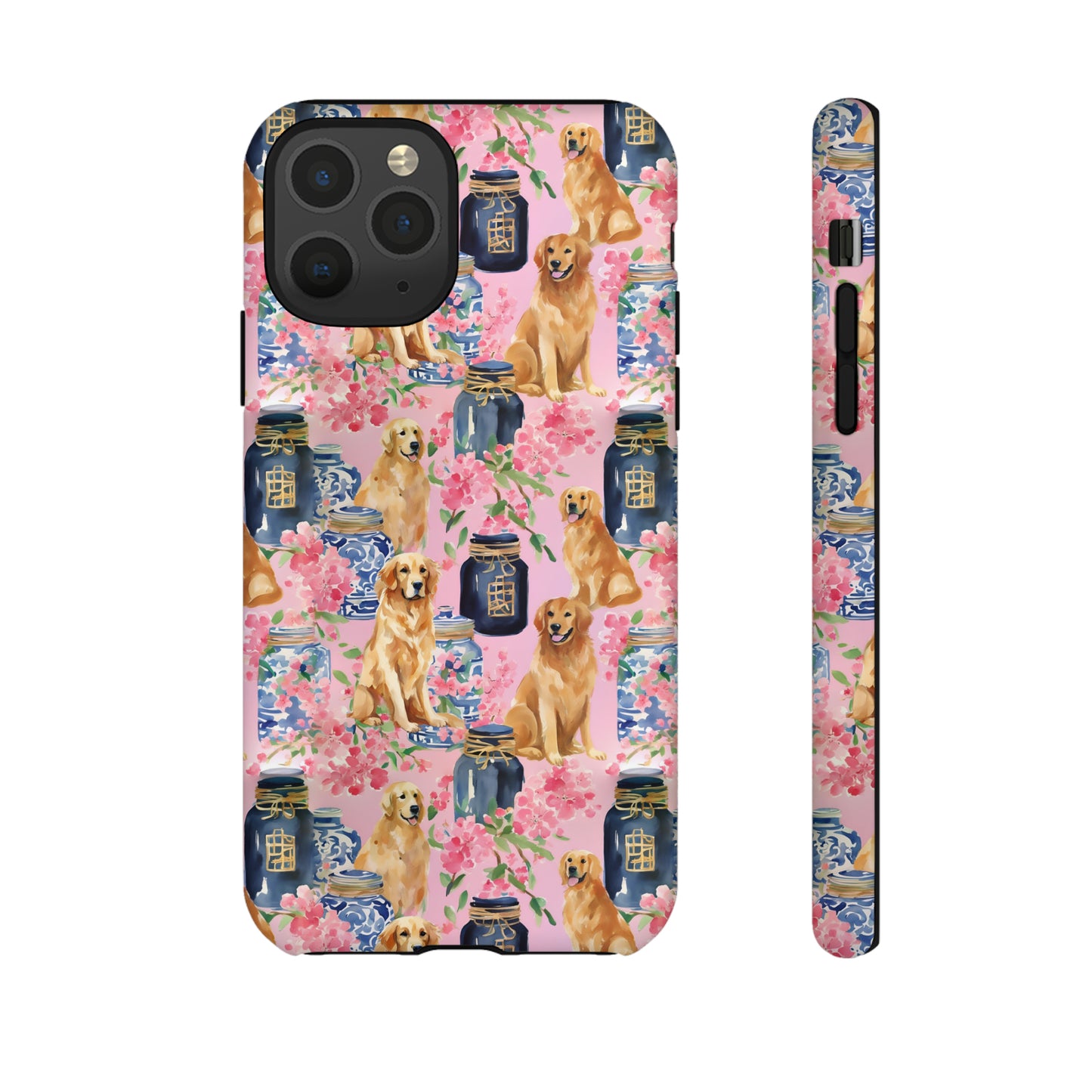 Preppy Watercolor Golden Retriever Phone Case