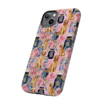 Preppy Watercolor Golden Retriever Phone Case