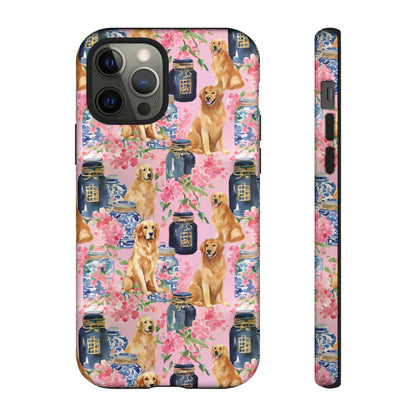 Preppy Watercolor Golden Retriever Phone Case