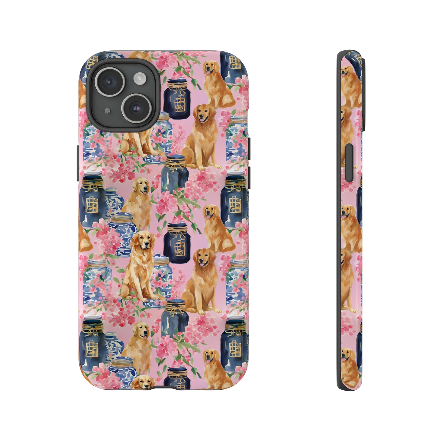 Preppy Watercolor Golden Retriever Phone Case