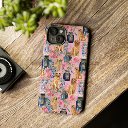 Preppy Watercolor Golden Retriever Phone Case