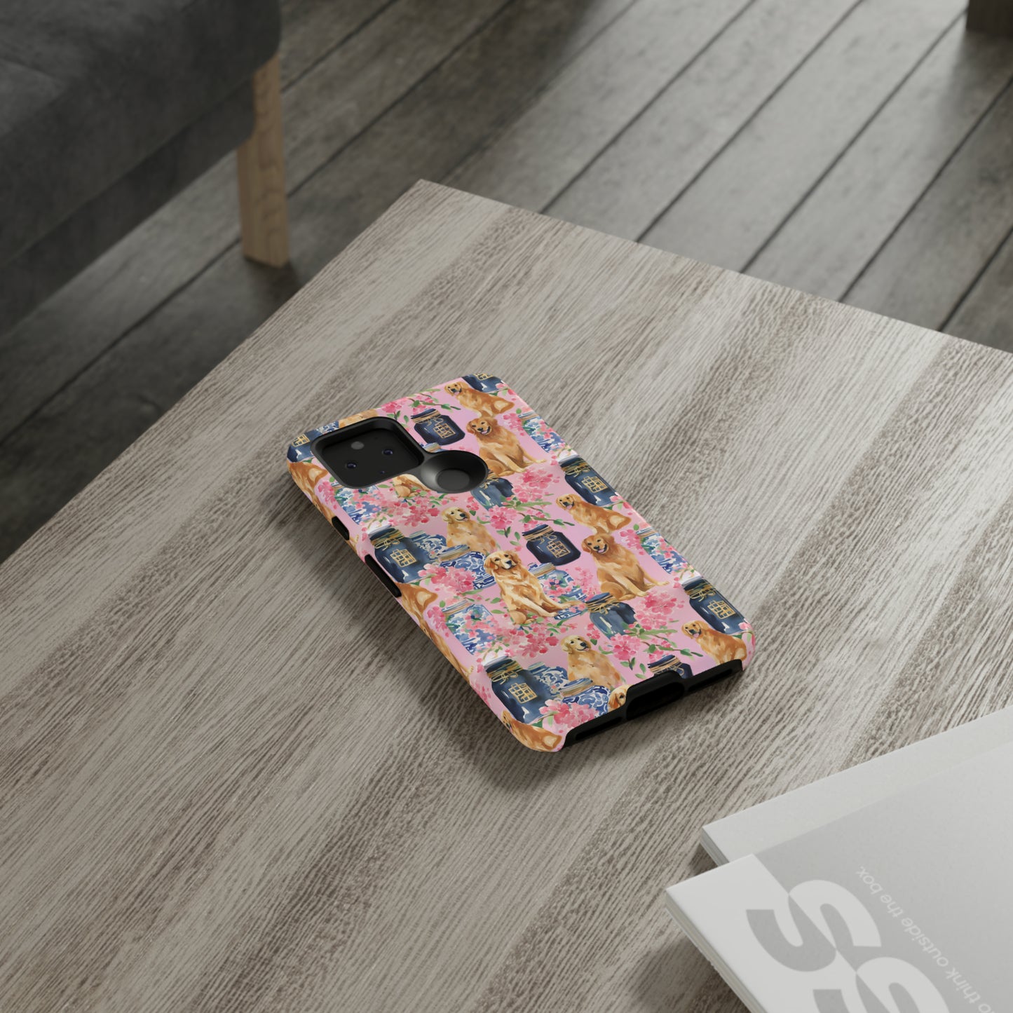 Preppy Watercolor Golden Retriever Phone Case