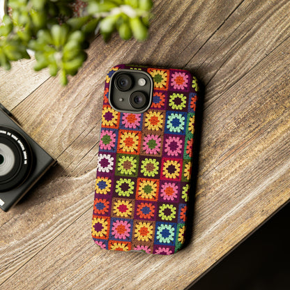 Rainbow Crochet Blanket Granny Sqaure Phone Case