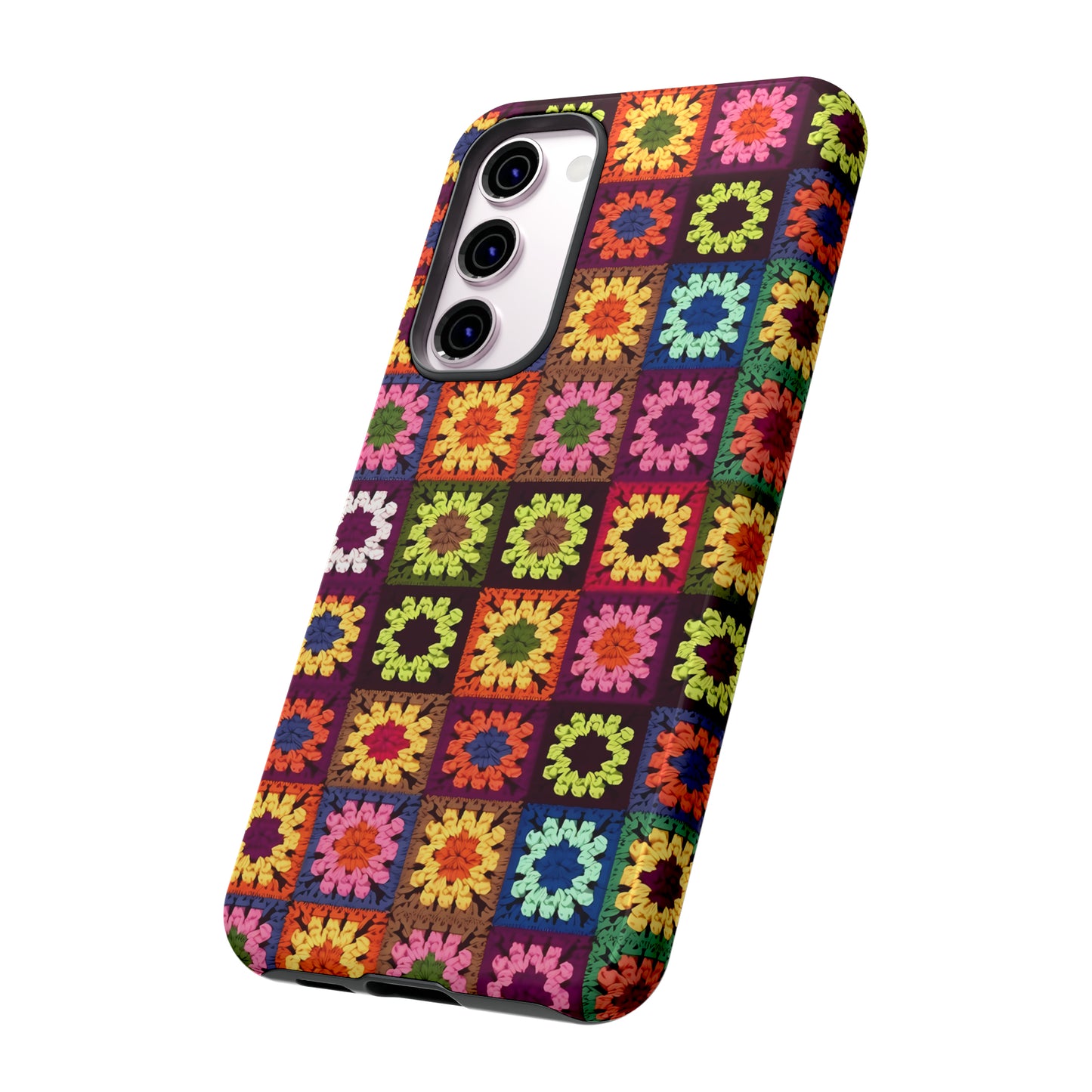 Rainbow Crochet Blanket Granny Sqaure Phone Case