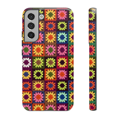 Rainbow Crochet Blanket Granny Sqaure Phone Case