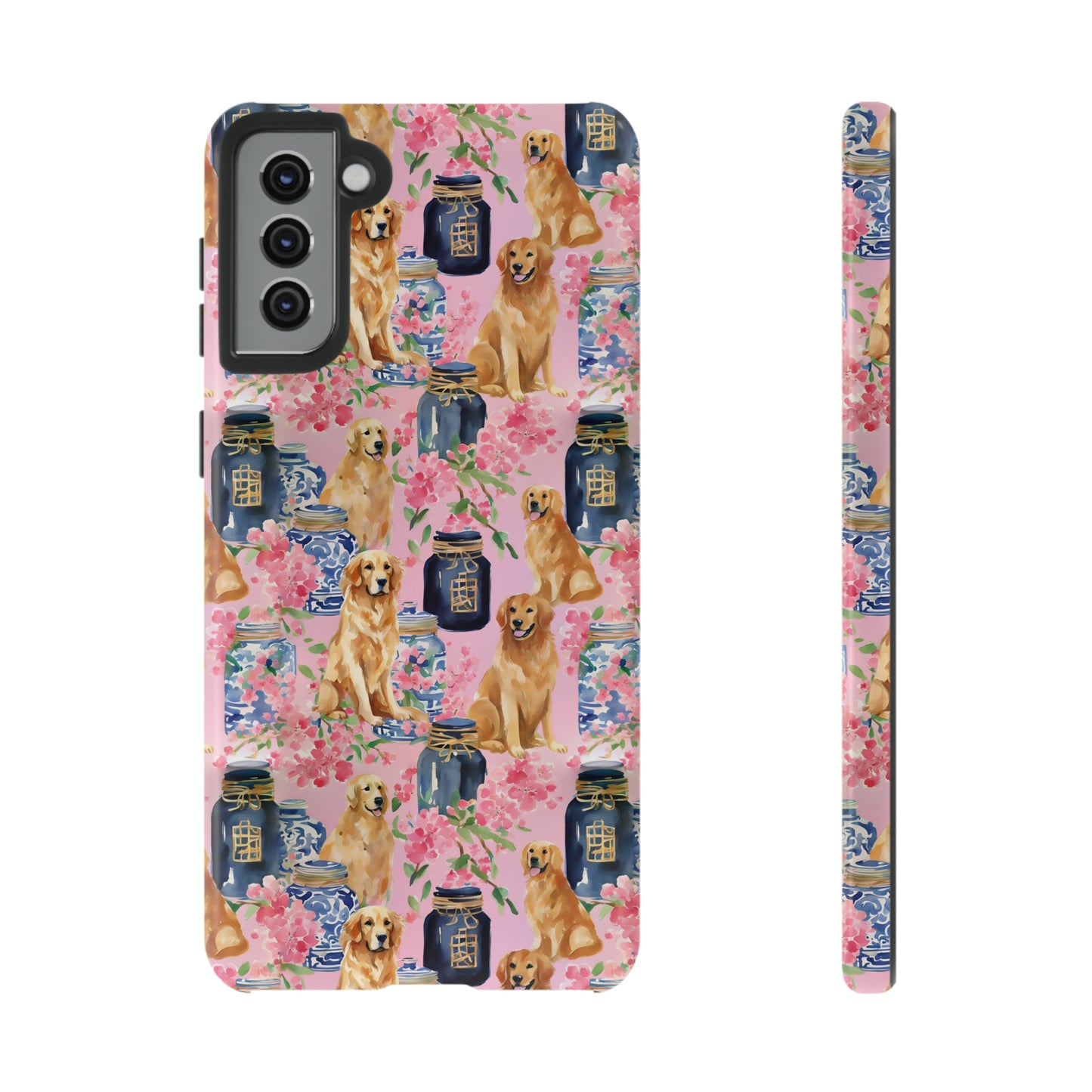 Preppy Watercolor Golden Retriever Phone Case