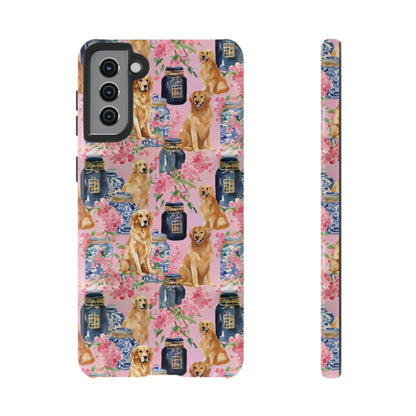 Preppy Watercolor Golden Retriever Phone Case