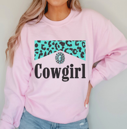 Turquoise Leopard Cowgirl Sweatshirt