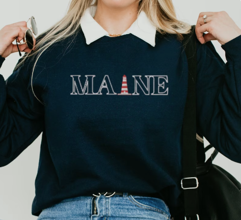 Embroidered Maine Sweatshirt