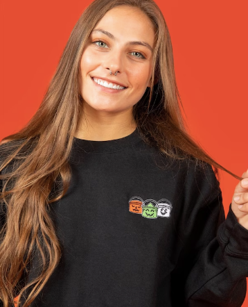 Embroidered Halloween Boo Bucket Crewneck