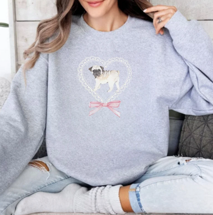 Coquette Pug Bow Sweatshirt