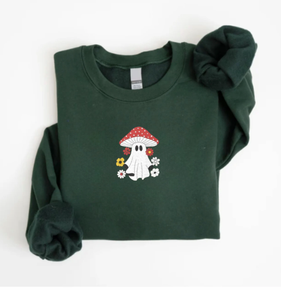 Embroidered Mushroom Ghost Sweatshirt