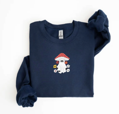 Embroidered Mushroom Ghost Sweatshirt