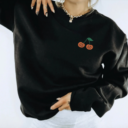 Embroidered Halloween Cherry Sweatshirt