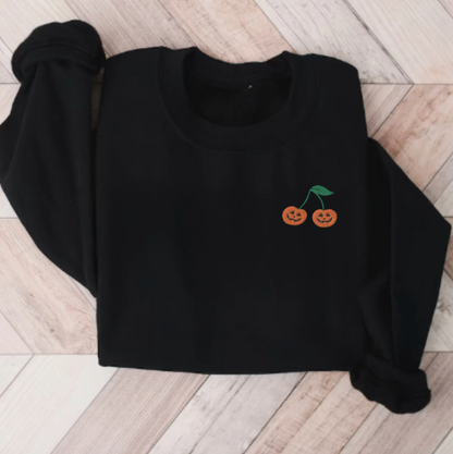 Embroidered Halloween Cherry Sweatshirt