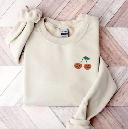 Embroidered Halloween Cherry Sweatshirt