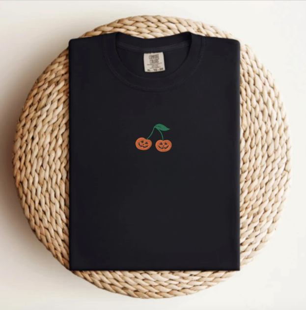 Comfort Colors Embroidered Halloween Cherry T-Shirt