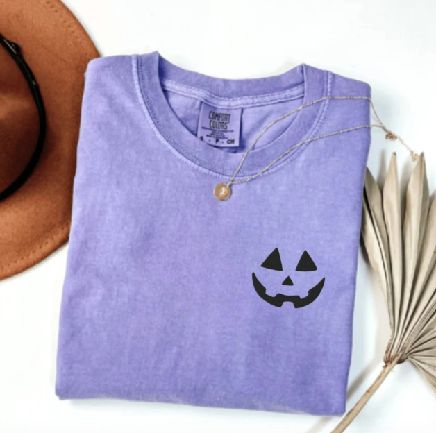 Comfort Colors Embroidered Jack-O-Lantern T-Shirt