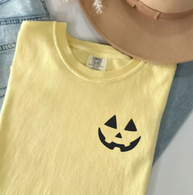 Comfort Colors Embroidered Jack-O-Lantern T-Shirt