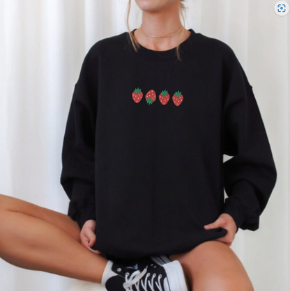 Embroidered Strawberry Crewneck