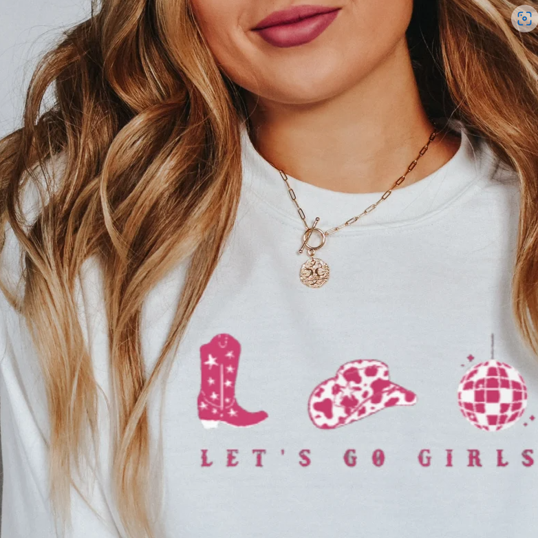 Embroidered Let's Go Girls Sweatshirt