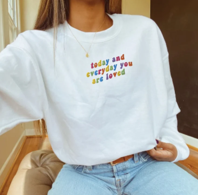 Embroidered You Are Loved Sweatshirt