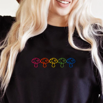 Embroidered Rainbow Mushroom Sweatshirt