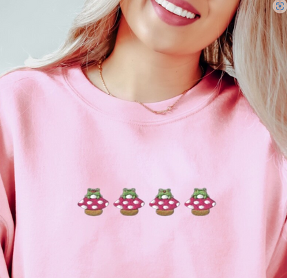 Embroidered Frog Mushroom Sweatshirt