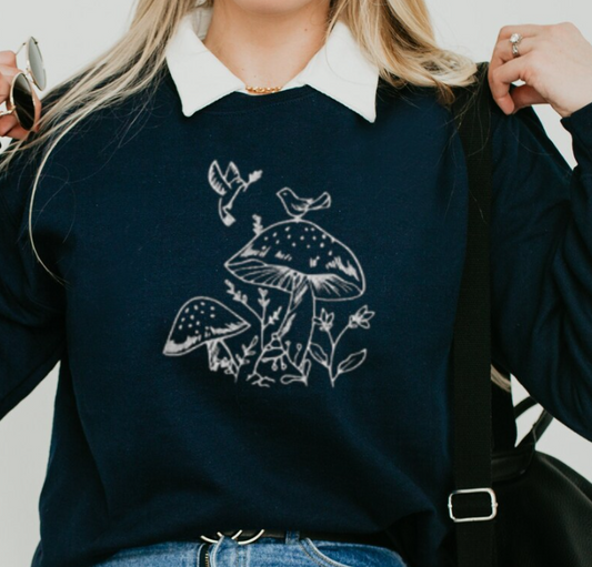 Embroidered Cottagecore Mushroom Sweatshirt