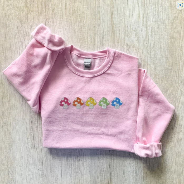 Embroidered Colorful Mushroom Sweatshirt