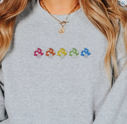 Embroidered Colorful Mushroom Sweatshirt