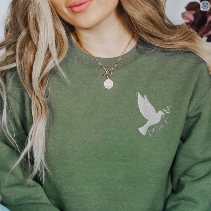 Embroidered Dove Peace Sweatshirt