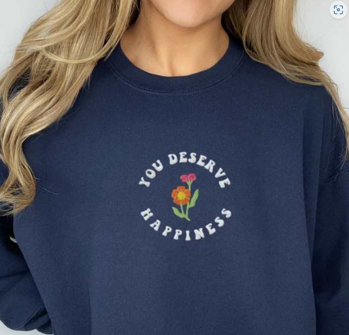 Embroidered Retro Flower Sweatshirt