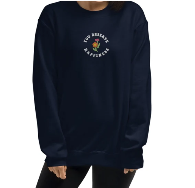 Embroidered Retro Flower Sweatshirt