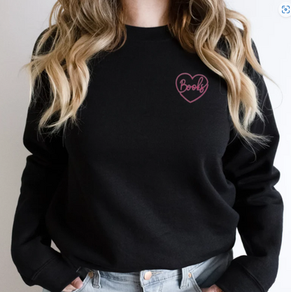 Embroidered Book Heart Sweatshirt