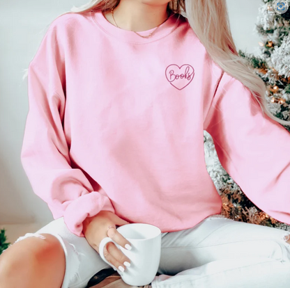 Embroidered Book Heart Sweatshirt