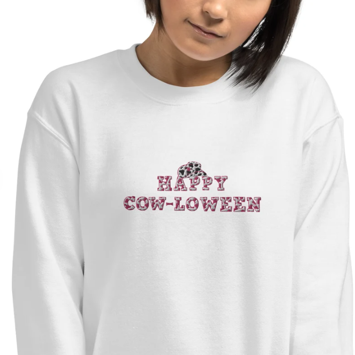 Embroidered Cow-loween Sweatshirt