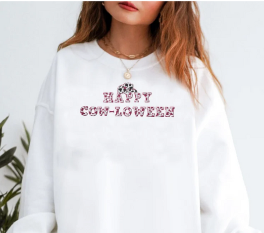 Embroidered Cow-loween Sweatshirt