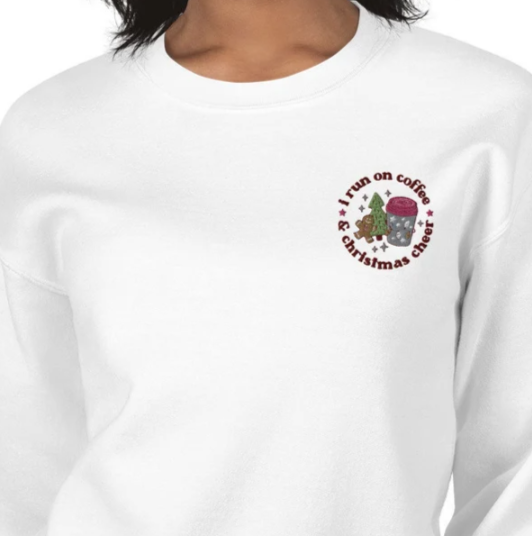 Embroidered Run On Coffee Christmas Sweatshirt