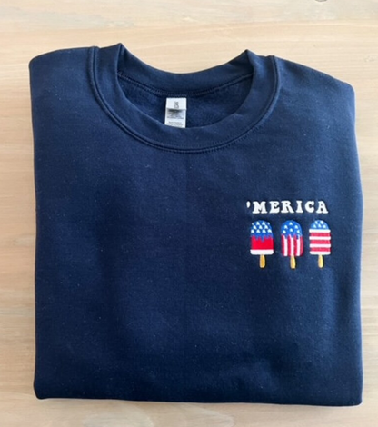 Embroidered 'Merica Popsicle Sweatshirt