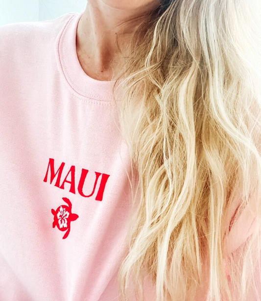 Embroidered Maui Turtle Hibiscus Sweatshirt