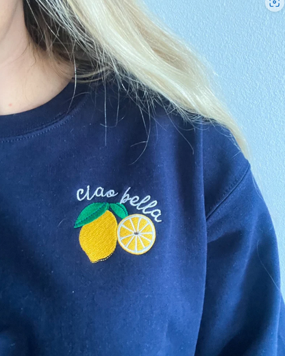 Embroidered Lemon Ciao Bella Sweatshirt