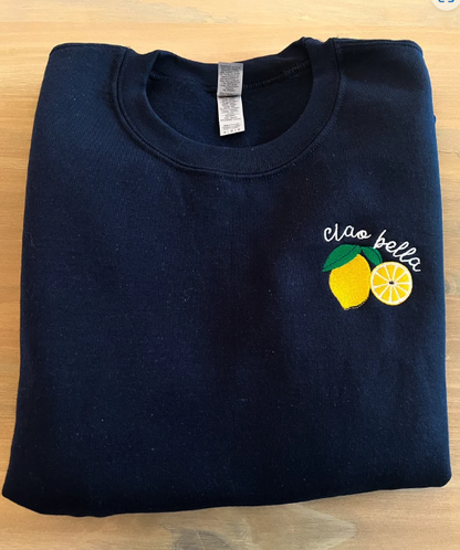 Embroidered Lemon Ciao Bella Sweatshirt