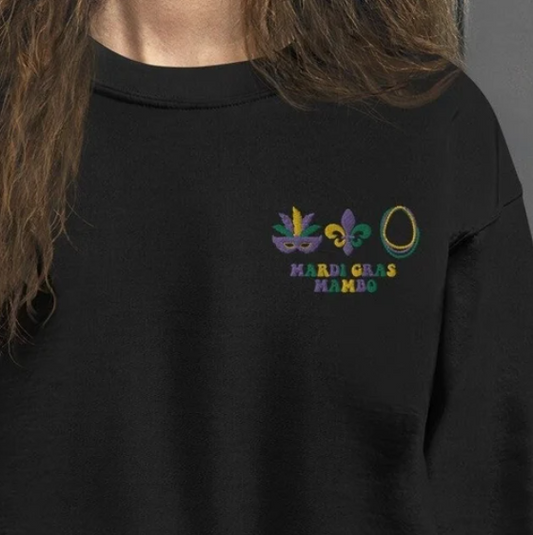 Embroidered Mardi Gras Sweatshirt