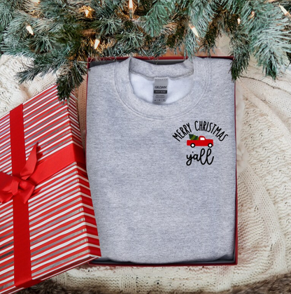 Embroidered Merry Christmas Ya'll Sweatshirt