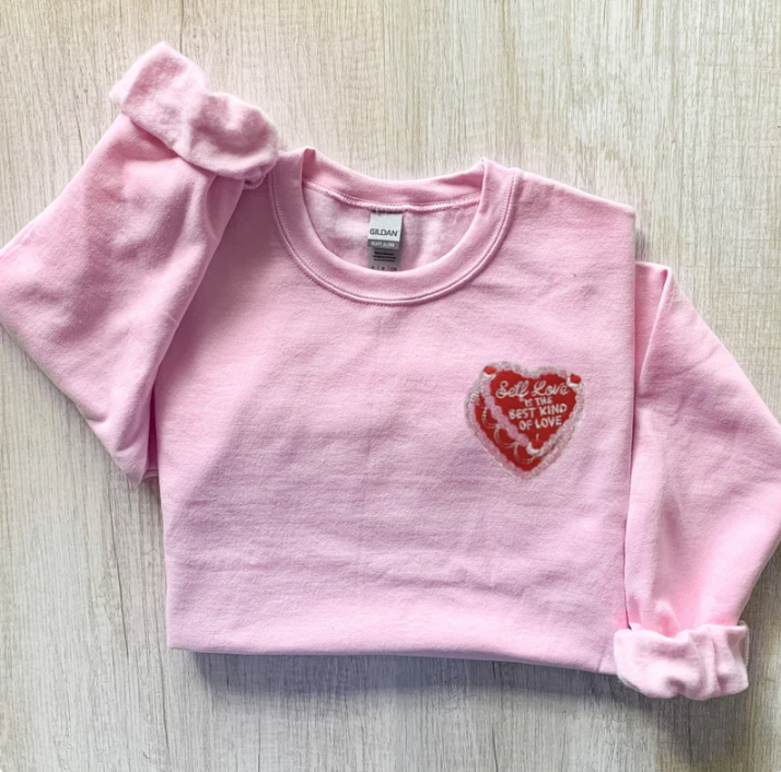 Embroidered Heart Cake Self Love Sweatshirt