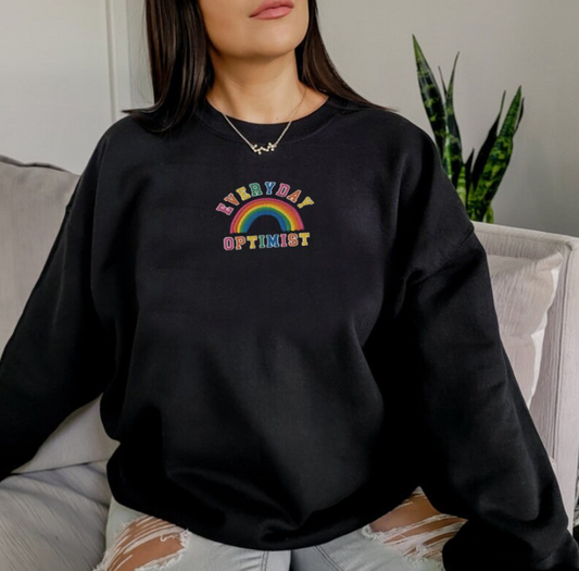 Embroidered Optimist Rainbow Sweatshirt