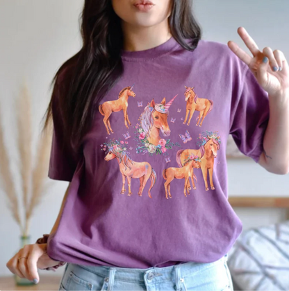 Comfort Colors Rainbow Unicorn Vintage 80s Style Shirt