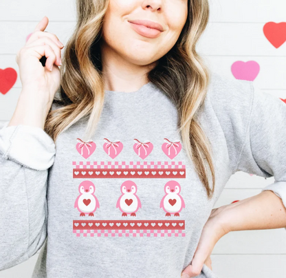 Vintage Valentines Penguin Heart Sweatshirt